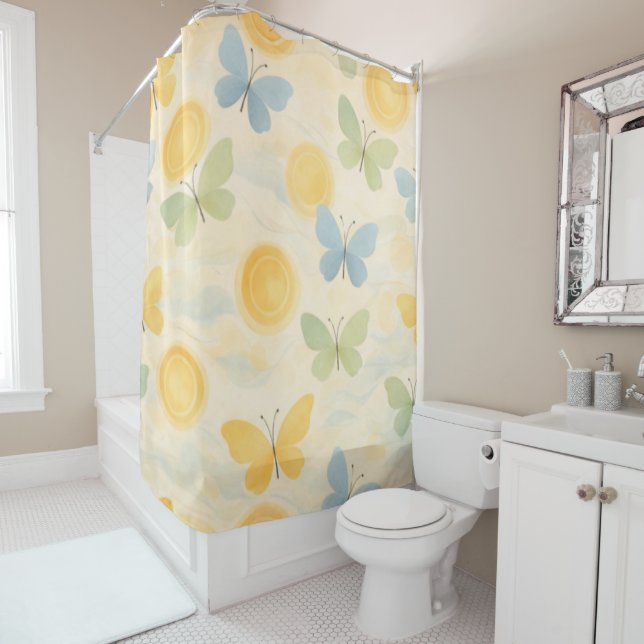 Still Air Butterflies Shower Curtain (In Situ)