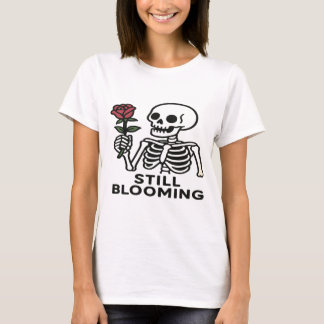 Still Blooming – Cute Skeleton with Rose Design T-Shirt