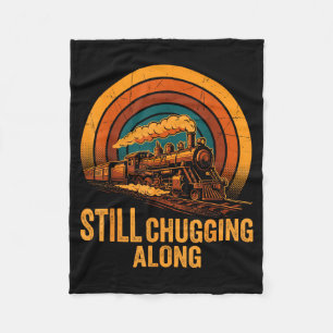 Still Chugging Along Retro Steam Train Locomotive  Fleece Blanket