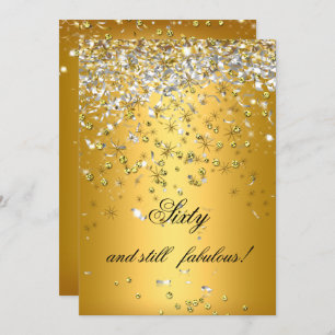 Still Fabulous 60 Gold Silver Streamers Birthday Invitation