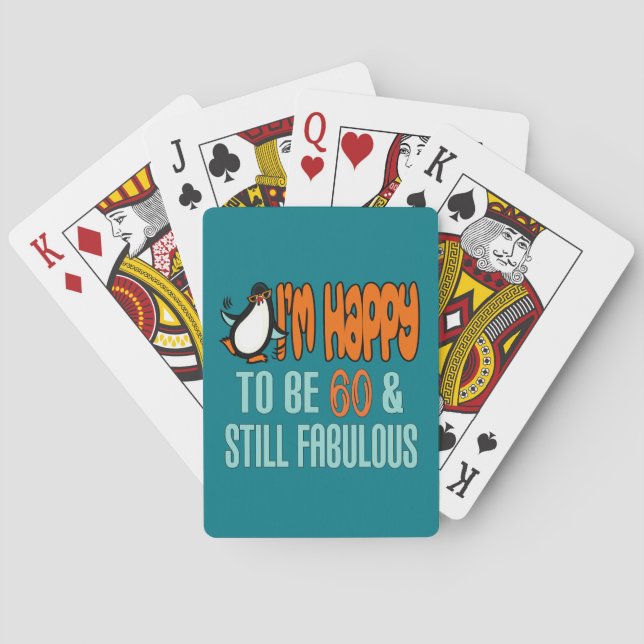 Still Fabulous 60th Birthday Penguin Poker Cards (Back)