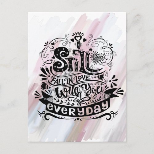 Still Fall in Love Everyday Postcard Watercolor