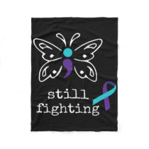 Still Fighting - Semicolon Gift Suicide Prevention Fleece Blanket