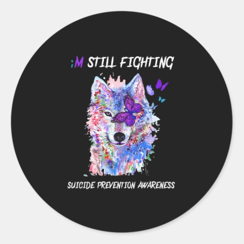 Still Fighting Semicolon Wings Suicide Prevention  Classic Round Sticker