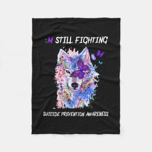 Still Fighting Semicolon Wings Suicide Prevention  Fleece Blanket