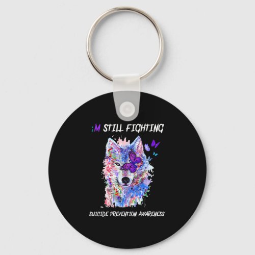 Still Fighting Semicolon Wings Suicide Prevention  Keychain