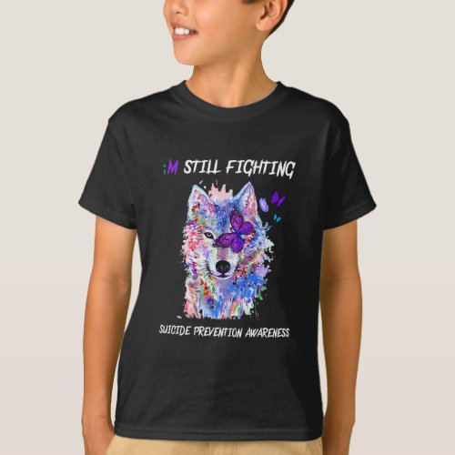 Still Fighting Semicolon Wings Suicide Prevention  T_Shirt