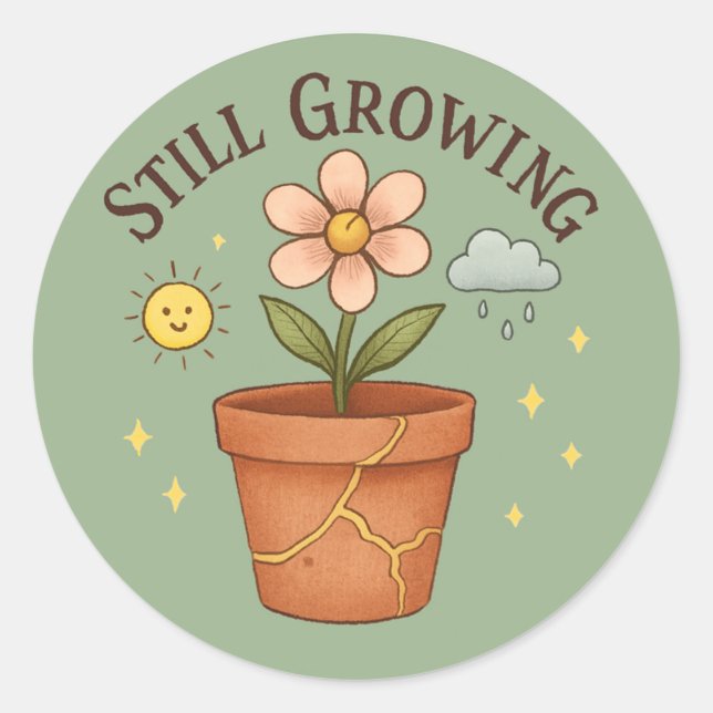 Still Growing – Healing Flower Kintsugi Sticker |  (Front)