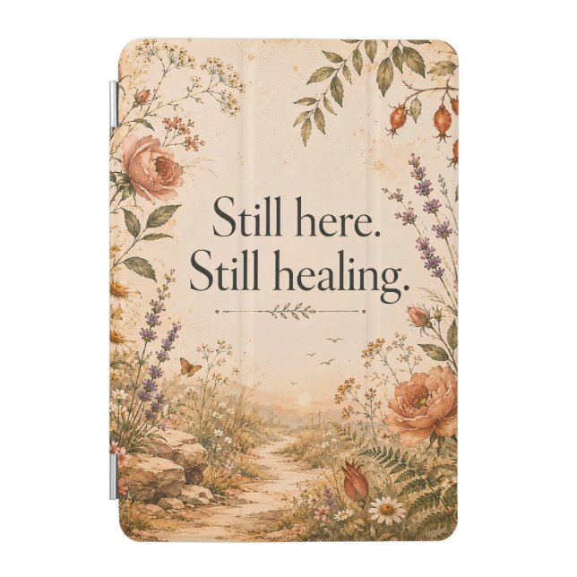 Still Here Still Healing Wildflower Quote iPad Mini Cover (Front)