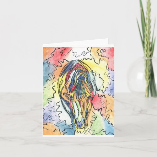 Still horse watercolor note card