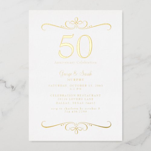  Still in Love 50th Anniversary Gold Foil Invitation