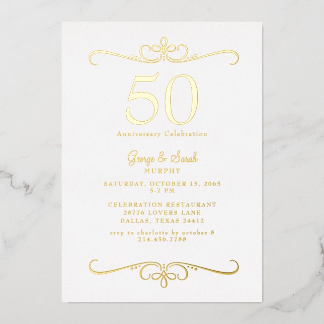  Still in Love 50th Anniversary Gold Foil Invitation (Front)