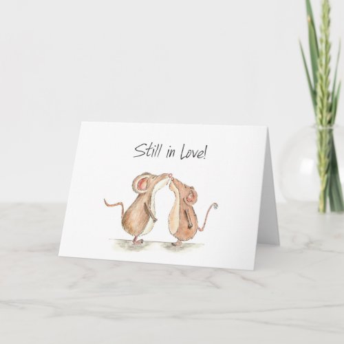 Still in Love _ Two cute kissing Mice Holiday Card