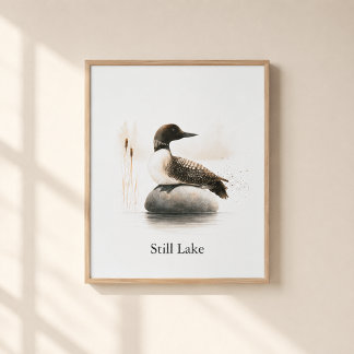 Still Lake Loon Watercolor Lakehouse Decor Art