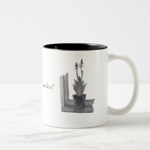 Still life aloe vera pot plant drawing realist art Two-Tone coffee mug