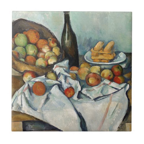 Still Life Apples Basket Cezanne Painting Art Ceramic Tile