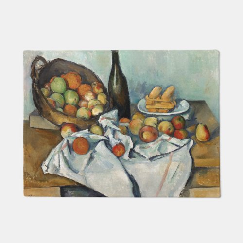 Still Life Apples Basket Cezanne Painting Art Doormat