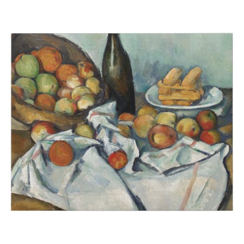 Still Life Apples Basket Cezanne Painting Art Faux Canvas Print