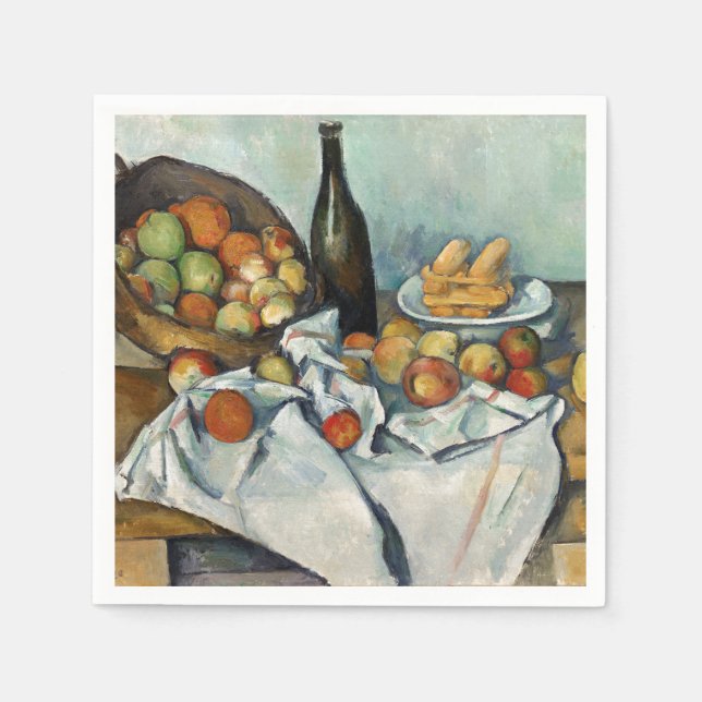 Still Life Apples Basket Cezanne Painting Art Napkins (Front)