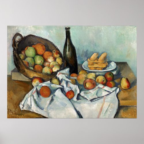 Still Life Apples Basket Cezanne Painting Art Poster