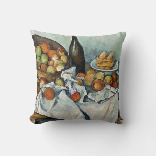 Still Life Apples Basket Cezanne Painting Art Throw Pillow