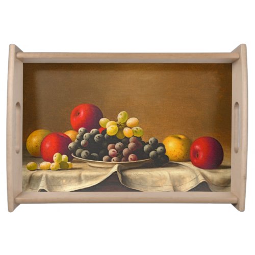 Still Life Apples Grapes Fruit Serving Tray