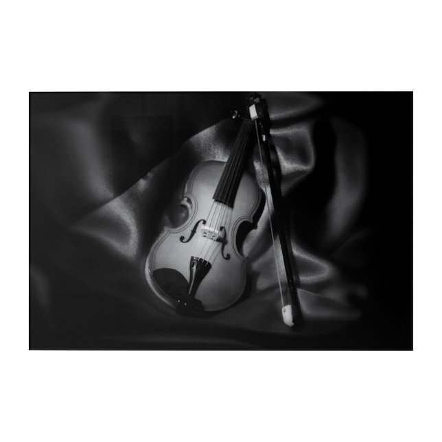 Still-life b&W image of a violin Acrylic Print (Front)