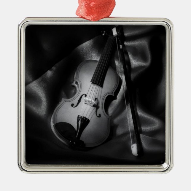 Still-life b&W image of a violin Metal Ornament (Front)