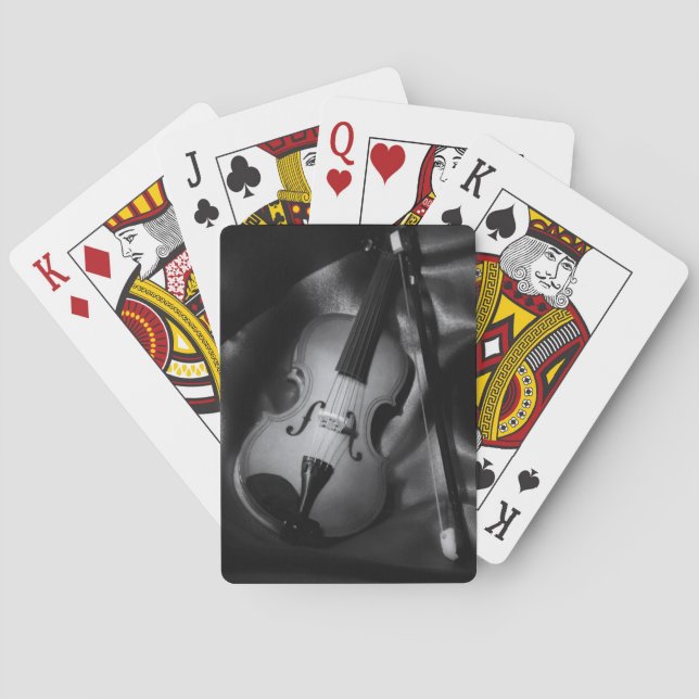 Still-life b&W image of a violin Poker Cards (Back)
