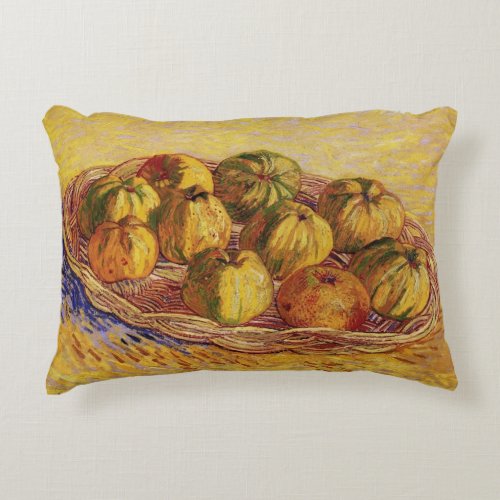 Still Life Basket of Apples by Vincent van Gogh Accent Pillow