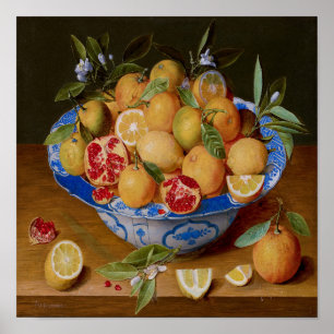 Still life bowl fruit on table                     poster