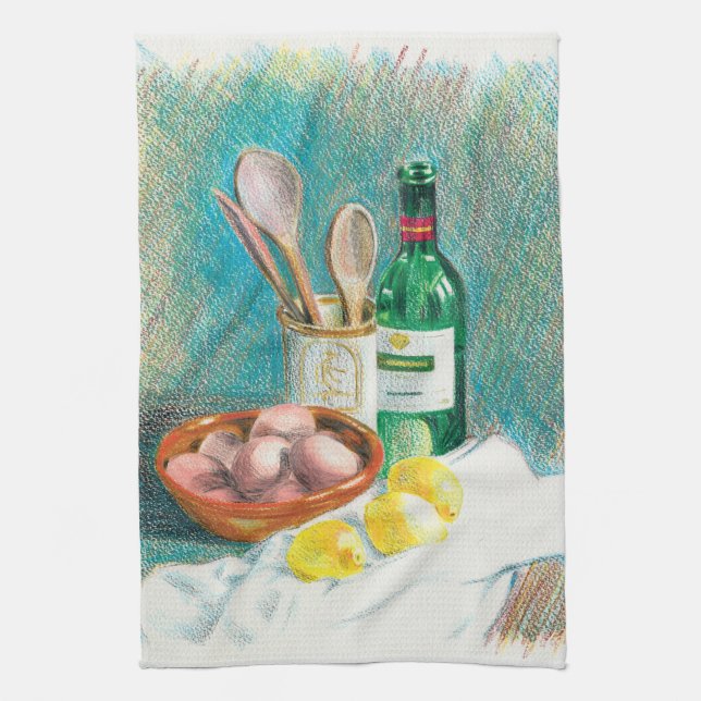 Still Life Breakfast Kitchen Towel (Vertical)