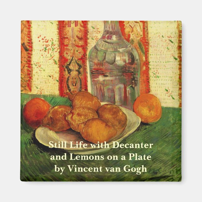 Still Life Decanter and Lemons by Vincent van Gogh Magnet (Front)