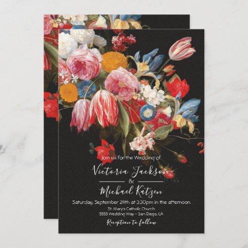 Still life Floral Dark  Moody Wedding Invitation