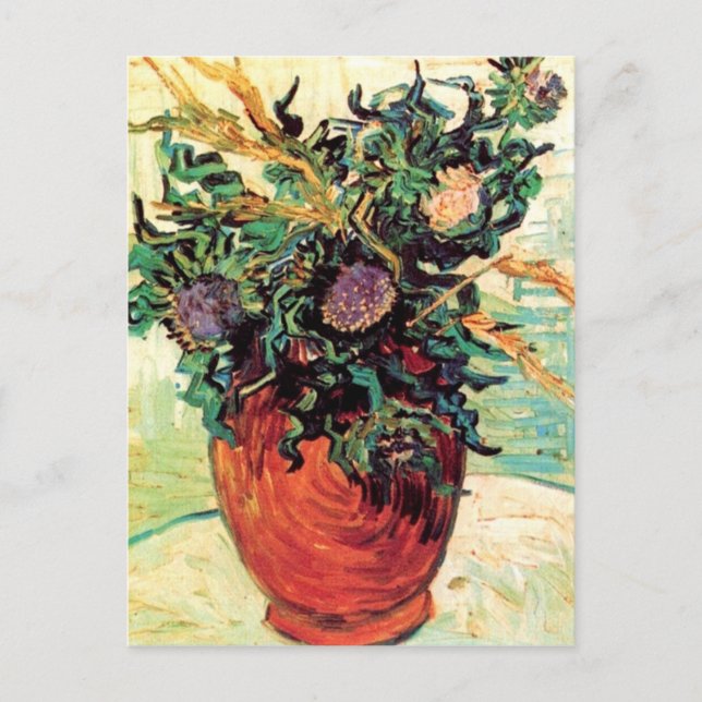 Still Life Flower and Thistles, Van Gogh Fine Art Postcard (Front)