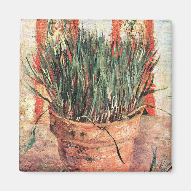 Still Life Flowerpot w Chives by Vincent van Gogh Magnet (Front)