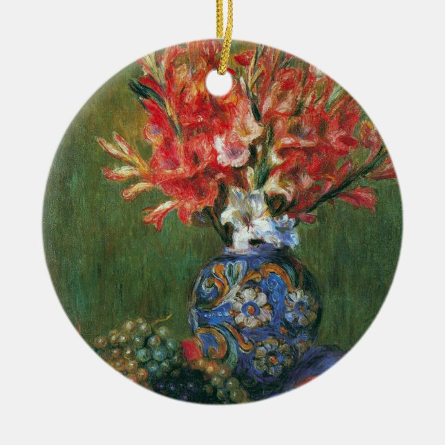 Still Life Flowers and Fruit by Pierre Renoir Ceramic Ornament (Front)