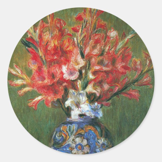 Still Life Flowers and Fruit by Pierre Renoir Classic Round Sticker (Front)