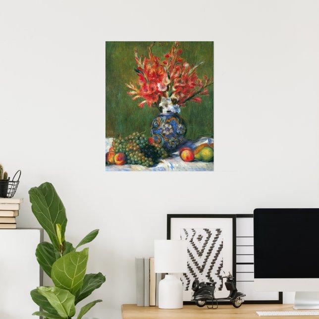 Still Life Flowers and Fruit by Pierre Renoir Poster (Home Office)