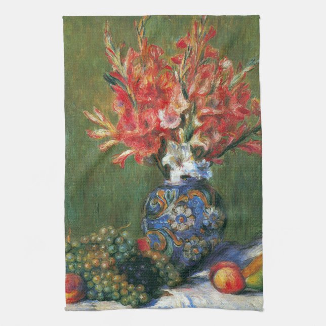 Still Life Flowers and Fruit by Pierre Renoir Towel (Vertical)