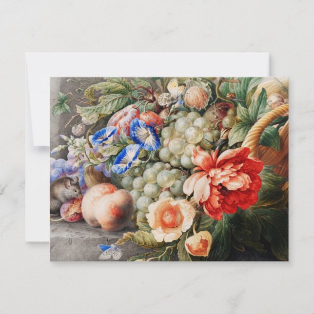 Still Life Flowers and Fruits Classical Art Card (Front)