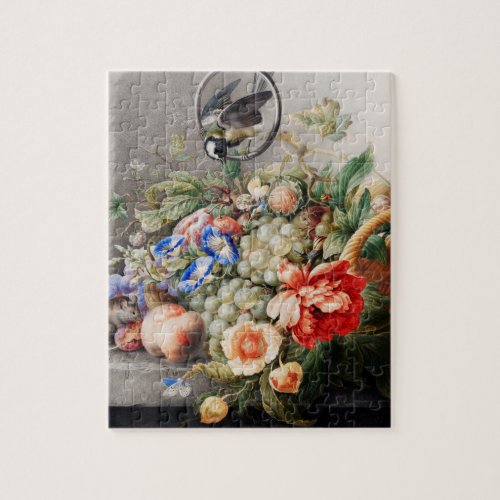 Still Life Flowers and Fruits Classical Art Jigsaw Puzzle