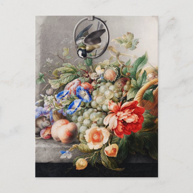 Still Life Flowers and Fruits Classical Art Postcard (Front)