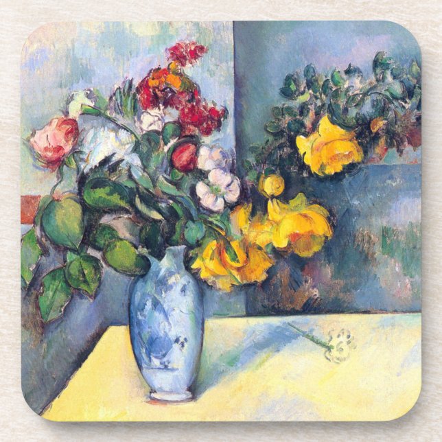 Still Life Flowers in a Vase By Paul Cezanne Beverage Coaster (Front)