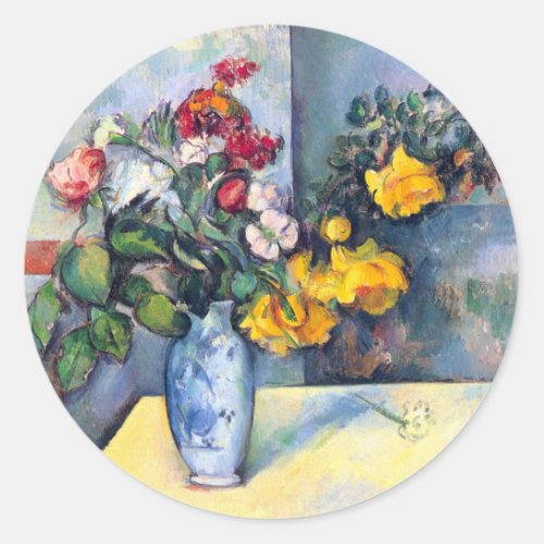 Still Life Flowers in a Vase By Paul Cezanne Classic Round Sticker