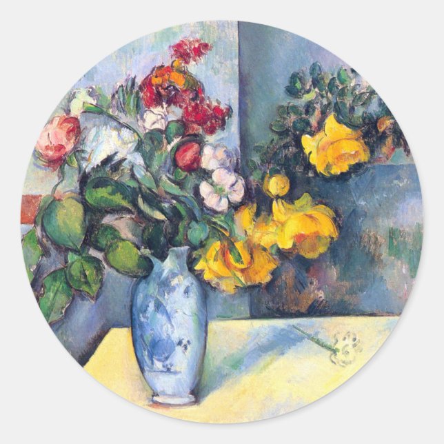 Still Life Flowers in a Vase By Paul Cezanne Classic Round Sticker (Front)