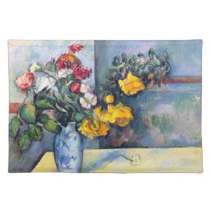 Still Life Flowers in a Vase By Paul Cezanne Cloth Placemat