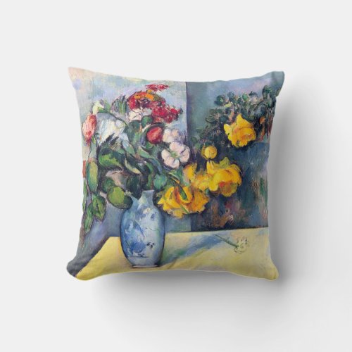 Still Life Flowers in a Vase By Paul Cezanne Throw Pillow