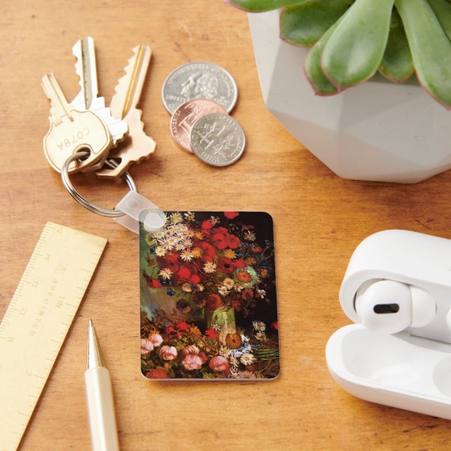 Still Life Flowers in a Vase by Vincent van Gogh Keychain (Desk)
