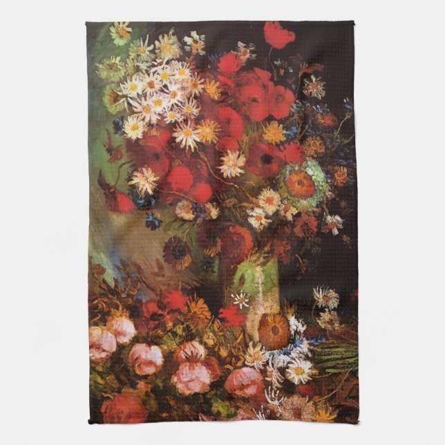 Still Life Flowers in a Vase by Vincent van Gogh Kitchen Towel (Vertical)